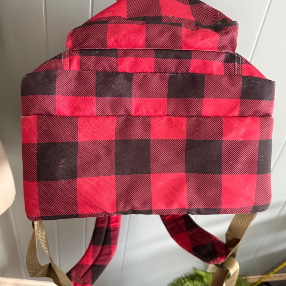 LL Bean Deluxe Book Pack Backpack Red Lap Top Buffalo Plaid 236564 Unisex- READ - Picture 13 of 13